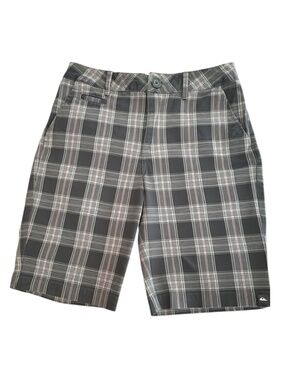Quiksilver Plaid Chino Walk Shorts Women’s Grey Black Surf Board Y2K Size 27